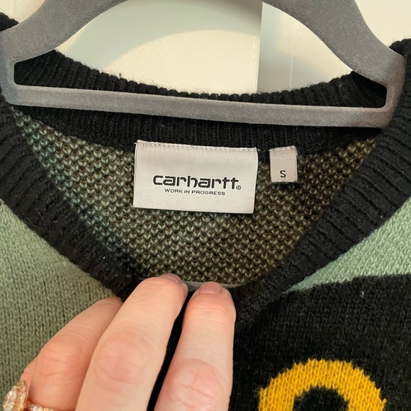 Carhartt WIP Duck Pond Wool Blend Sweater Jacquard Mens small - Picture 3 of 5